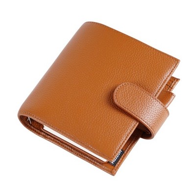 Pocket Luxe Rings Planner - Genuine Leather Binder Organizer (Pebble-Burnt Or...