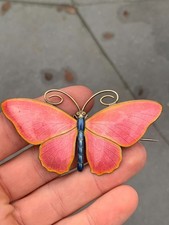 Silver MARUIS HAMMER enamel butterfly brooch antique 29 grams