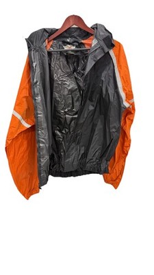 Harley Davidson Nylon Rain Coat Hide Away Hood Reflective Men s Size M