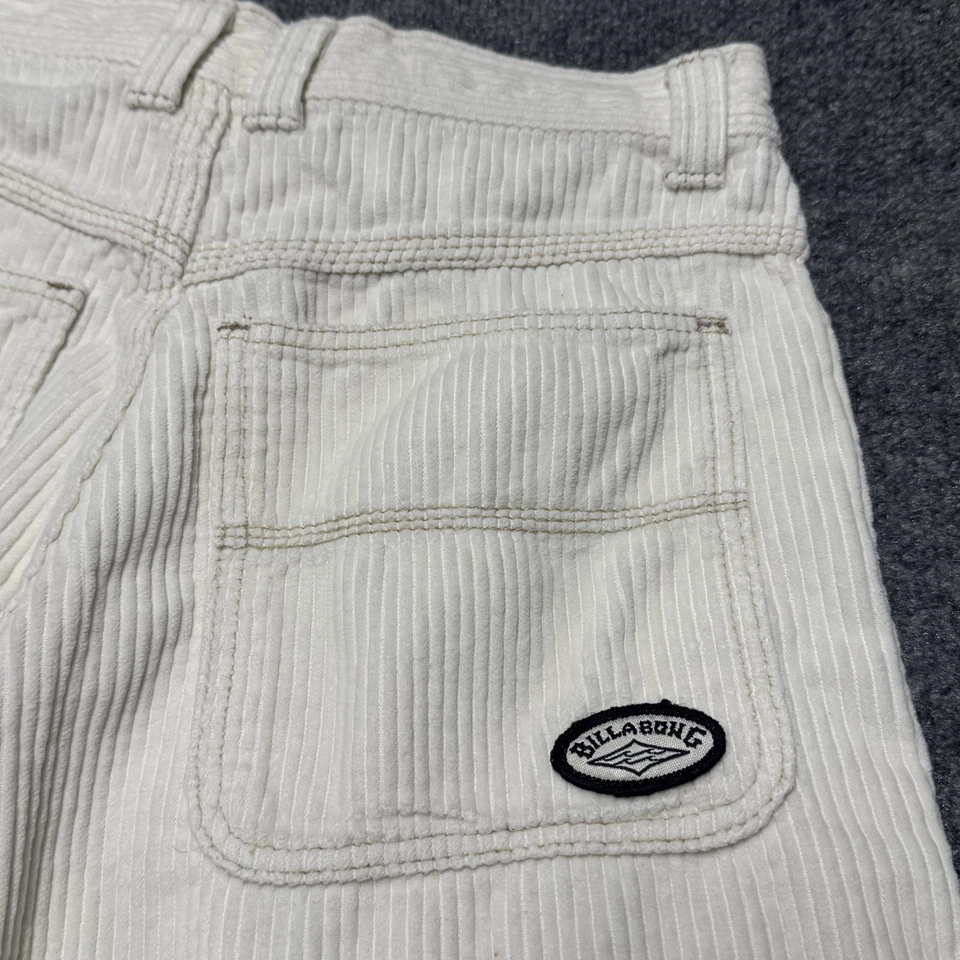 Pantalones Cortos de Surf Vintage Billabong Crema Gruesa Pana Logo Parche Hombres 32 10" Entrepierna Foto 3 de 4