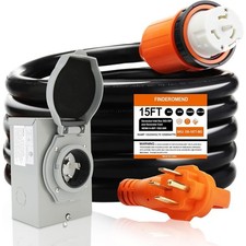 15 ft 50 Amp Generator Cord and Power Inlet Box Combo Kit,125/250 Volts