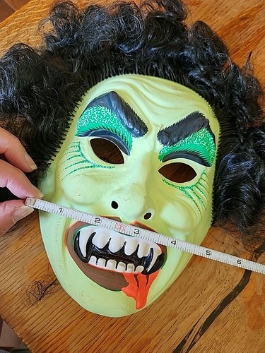 Vintage Ben Cooper 80er haarige gruselige Vampir Dracula schwarze Haare Halloween Maske  - Bild 16 von 16