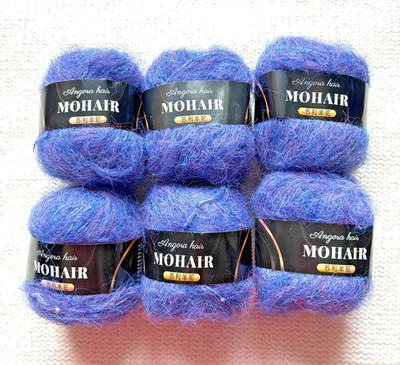 6 Knäuel x 25g Mohair Alpaka Garn : Mohair + Alpaka + Acryl : Farbe 7