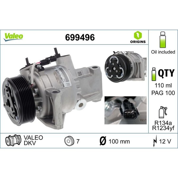 Valeo 699496 Kompressor Klimaanlage FüR Dacia Duster Sandero Logan HS HM-image