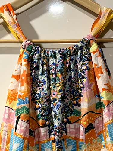 CAMILLA Kids $249 4YO Girl's Orange Tropical Floral Cotton, Crystal, Bead Dress - Picture 5 of 11