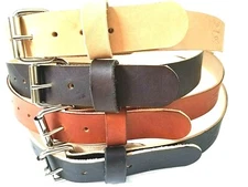 HEAVY DUTY REAL LEATHER 1.1/2"W WORK BELT MENS WOMENS WITH HEAVY ROLLER BUCKLE