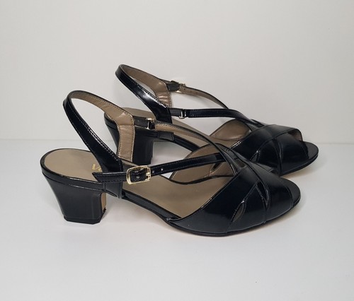 VAN DAL 4.5UK EUR37.5 WOMENS BLACK PATENT LEATHER MID HEEL STRAPPY SANDALS SHOES - Picture 17 of 24