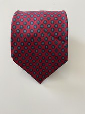 Vintage Gino Pompeii Men's Tie Red Multicolor 100% Italian Silk Made in USA