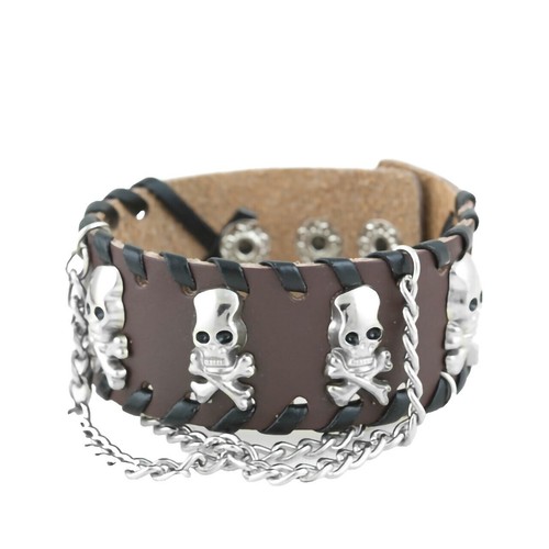 BWL Bill Wall Leather Skull Chain Bracelet, Authentic, Approx