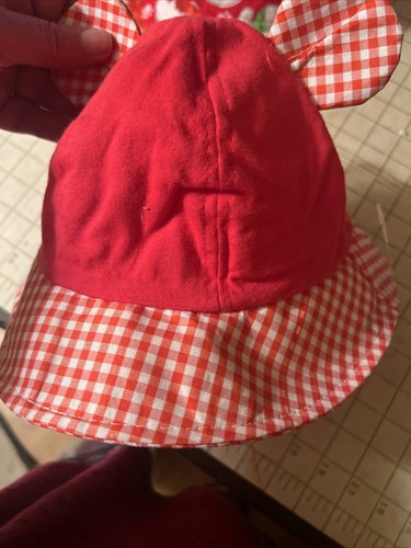 Mickey Mouse Red/white Plaid Girls one Size Bucket Cap Hat Red ABC NWT - Picture 3 of 5