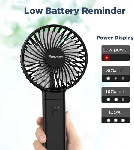 EasyAcc Handheld Fan 5000 mAh Portable Fan 4 Speed 20 Hour Foldable USB Desk Fan - Picture 3 of 23