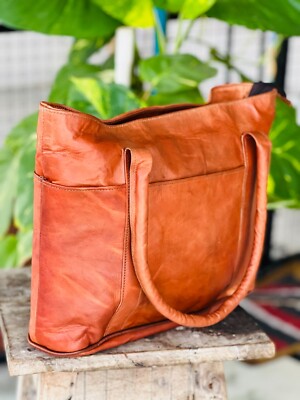 14'' Women's Genuine Reliable Goat Leather Tote Shopping Top Choice Gift