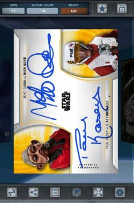 Star Wars Card Trader Chrome Dual Signature Nien Nunb & Threnalli Epic 134cc