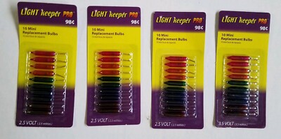 Replacement Bulbs 10 Mini Colored Light Keeper Pro Total Of 4 packs 2.5 Volt Vtg