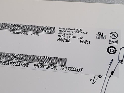 GENUINE LENOVO IDEAPAD 300-17ISK 17.3" LCD SCREEN DISPLAY B173RTN02.2 5D10J46200 - Picture 2 of 4