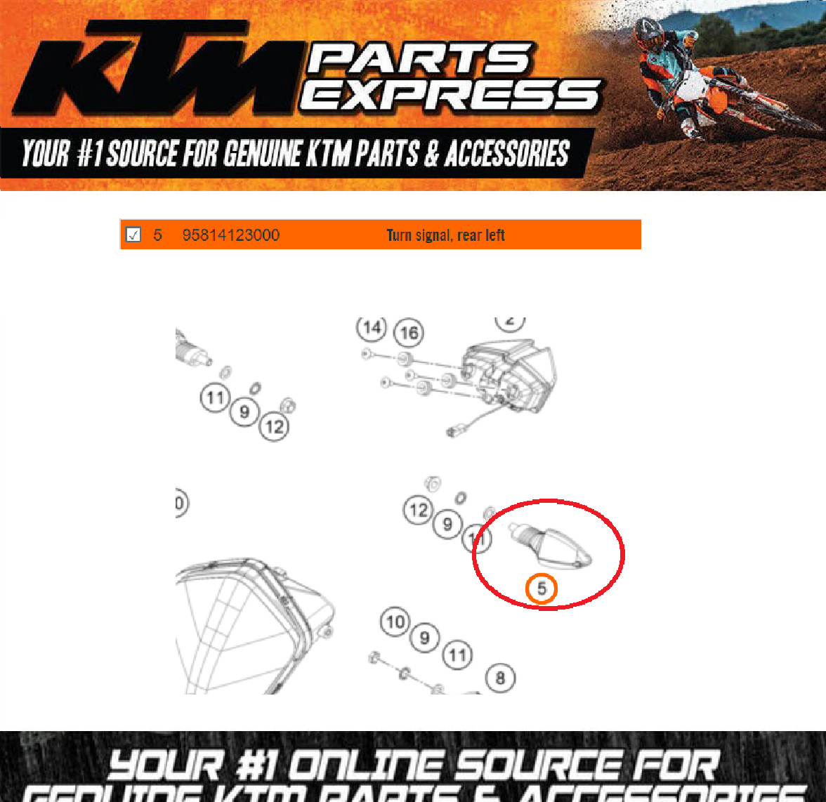 NEW OEM KTM TURN SIGNAL, REAR LEFT 390 ADVENTURE 2020-2024  