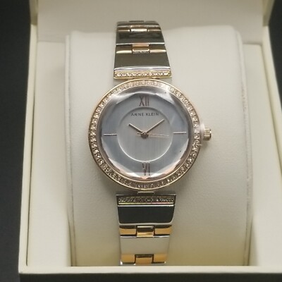 Anne Klein Silver Bracelet Watch with Rose Gold Dial Water Resistant Crystals s-l400.jpg main image 4