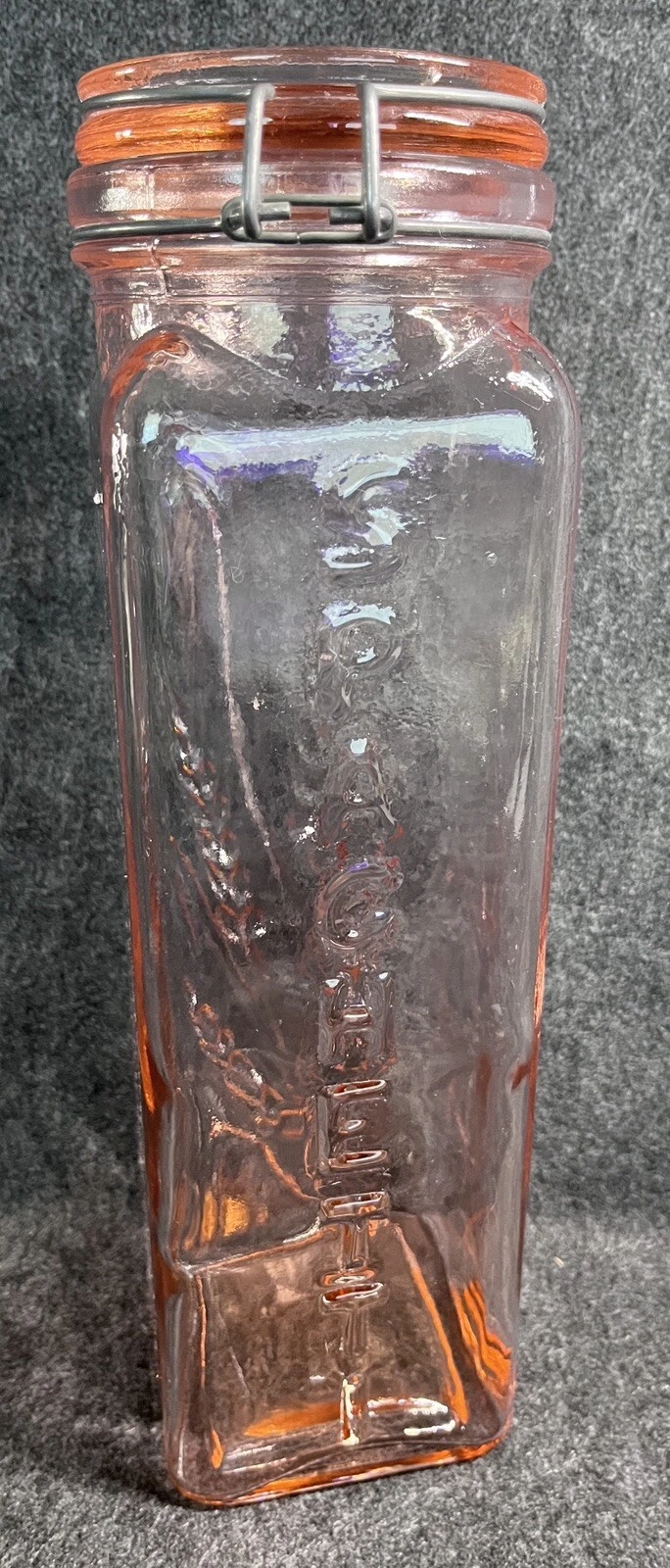 Vintage Casadis Milano Pink Glass Spaghetti Container