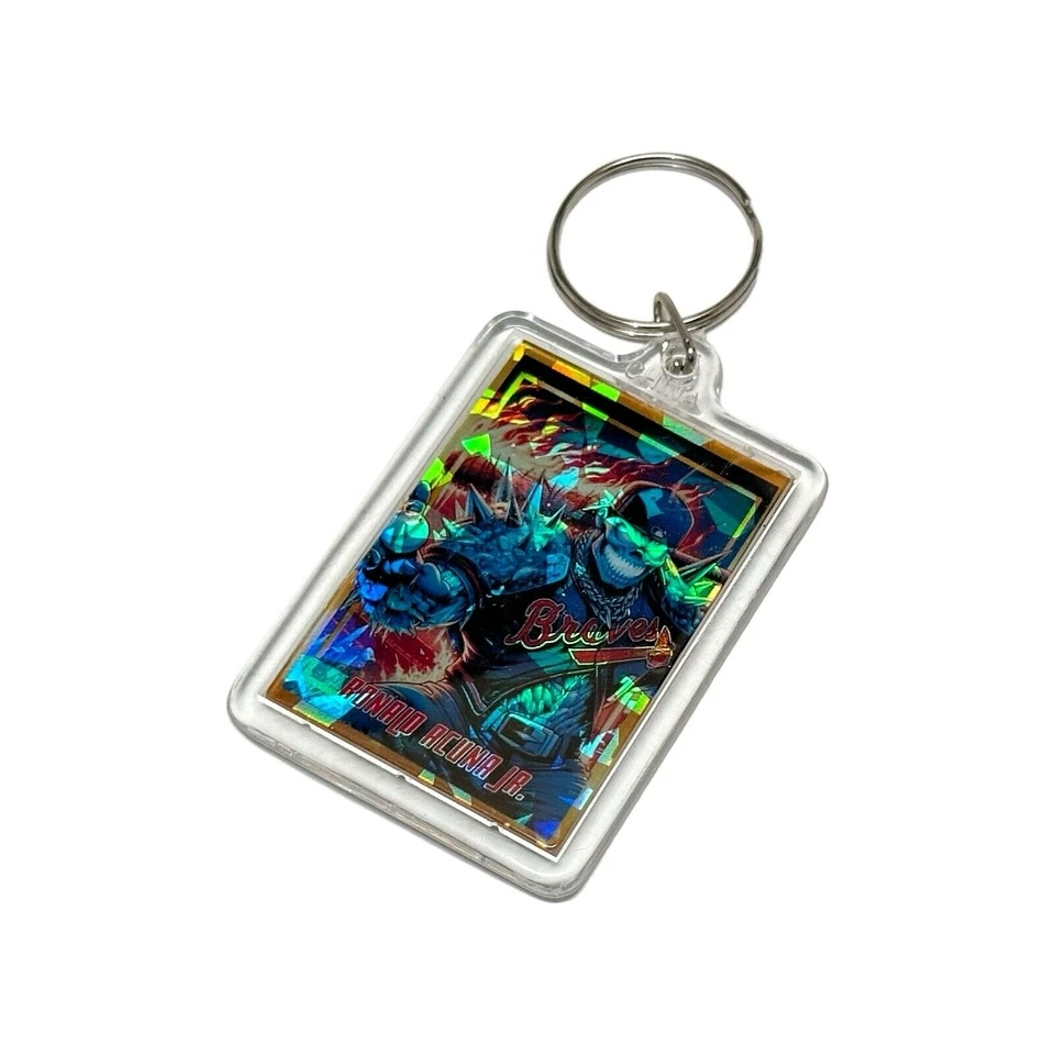 RONALD ACUNA JR ATLANTA BRAVES CRACKED ICE CUSTOM KEYCHAIN - Image 2 of 3