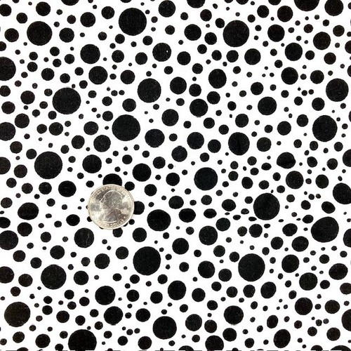 Black Multiple Sized Dots All Over on White 1 yard 100% cotton to craft or sew - Picture 3 of 4