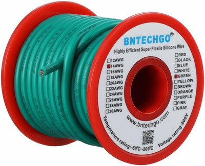 14 Gauge Silicone Wire Spool 25 Ft Green Flexible 14 AWG Stranded Tinned Copper 
