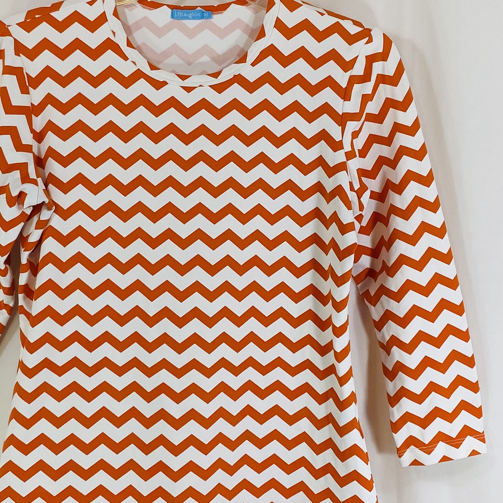 J McLAUGHLIN Orange Zigzag Pattern Top Round Neck… - image 6