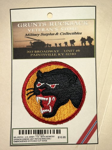 U.S. ARMY / 66TH INFANTRY DIVISION - VINTAGE [WW2 ERA] PATCH (Sew-On) Cut Edge
