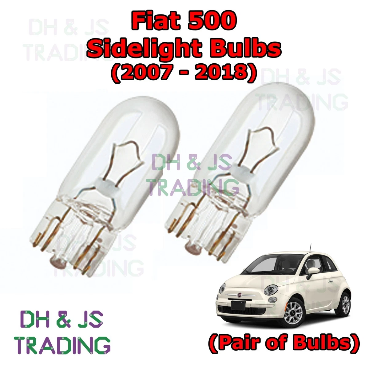 For Fiat 500 Front Sidelights Parking Lights Side Light Bulb Pair