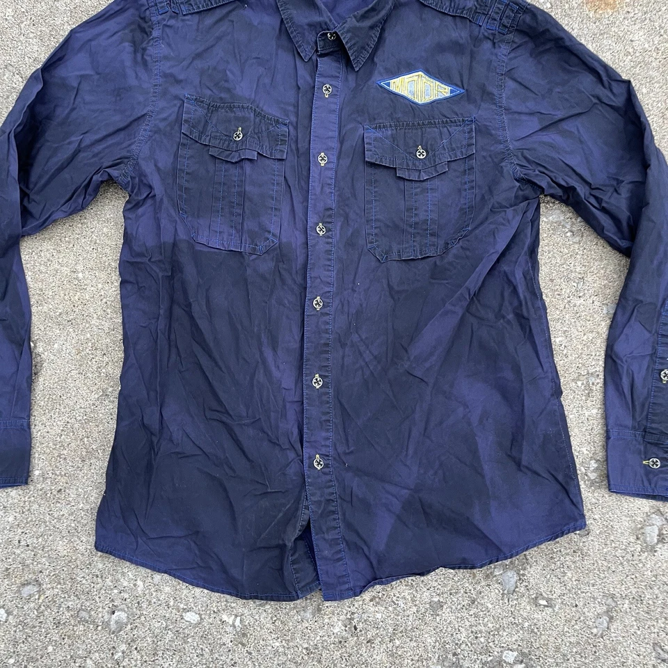 Camisa AFFLICTION Negra Premium Para Hombres XL American Customs Doble Bolsillos Foto 3 de 4