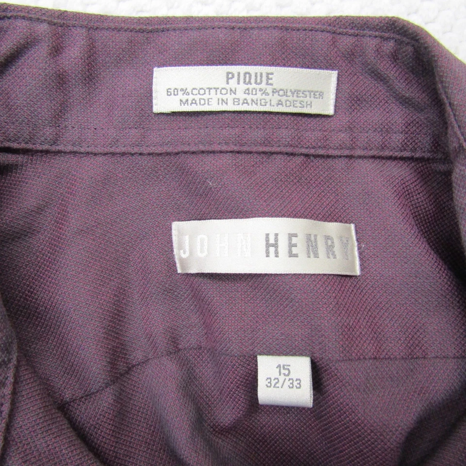 Camisa John Henry Para Hombre 15 32/33 Púrpura Manga Larga Botón Piqué Foto 4 de 4