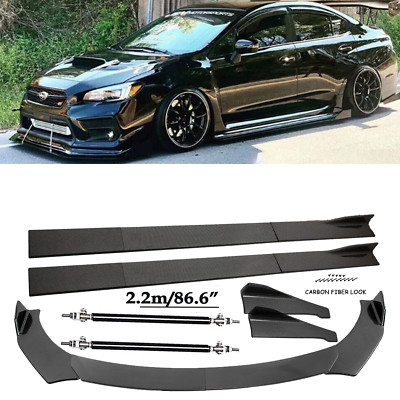 For Subaru WRX STI Carbon Front Bumper Lip Spoiler/Side Skirt/Strut Rods