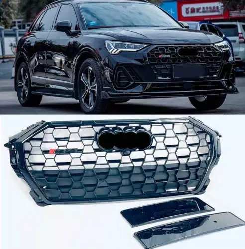 Front Bumper Black Grill Honeycomb Mesh Grille For Audi Q3 RSQ3 2020 2021 - Foto 2 di 9