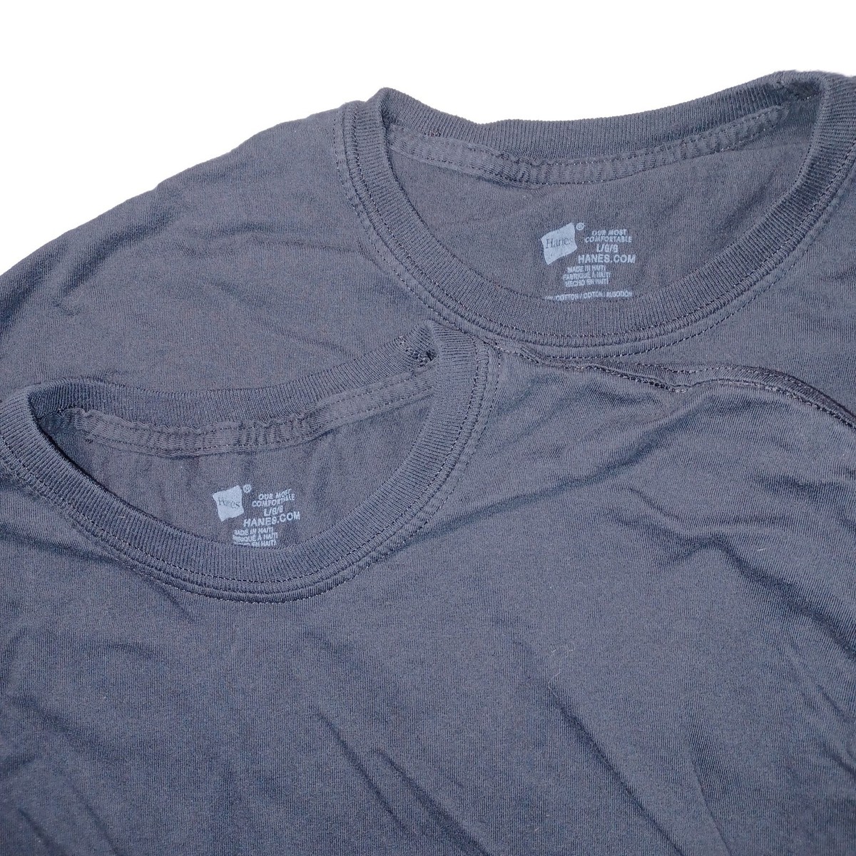 Hanes Shirt Mens Large Black Undershirt Tee Lounge Comfortable Base Layer  PACK