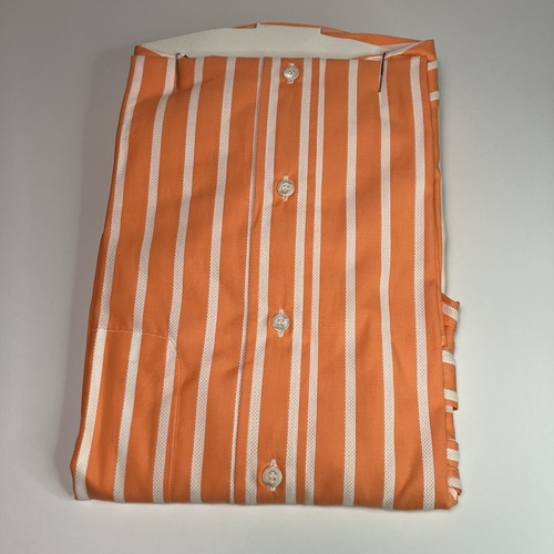 NWT BRIONI Regular-Fit Orange White Stripe Cotton Dress Shirt Large - Picture 2 of 6