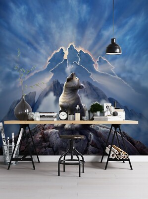 3D White Wolf A83 Wallpaper Wall Mural Self-adhesive Jerry LoFaro Zoe