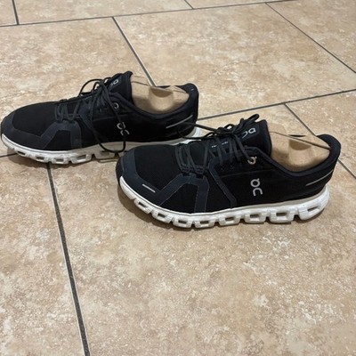 On Cloud 6 Running Shoes Mens 7.5 Black White Mesh Athletic Sneakers