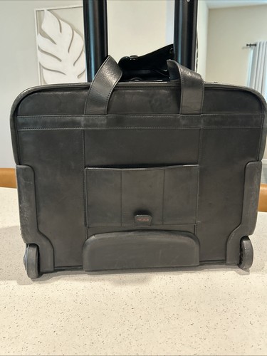 TUMI ‘Alpha’ Black Leather Expandable Wheeled Briefcase - 96103DH - Picture 8 of 24