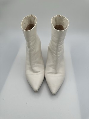 STUART WEITZMAN White Leather Ankle Boots Kitten Heel Sz 6.5M