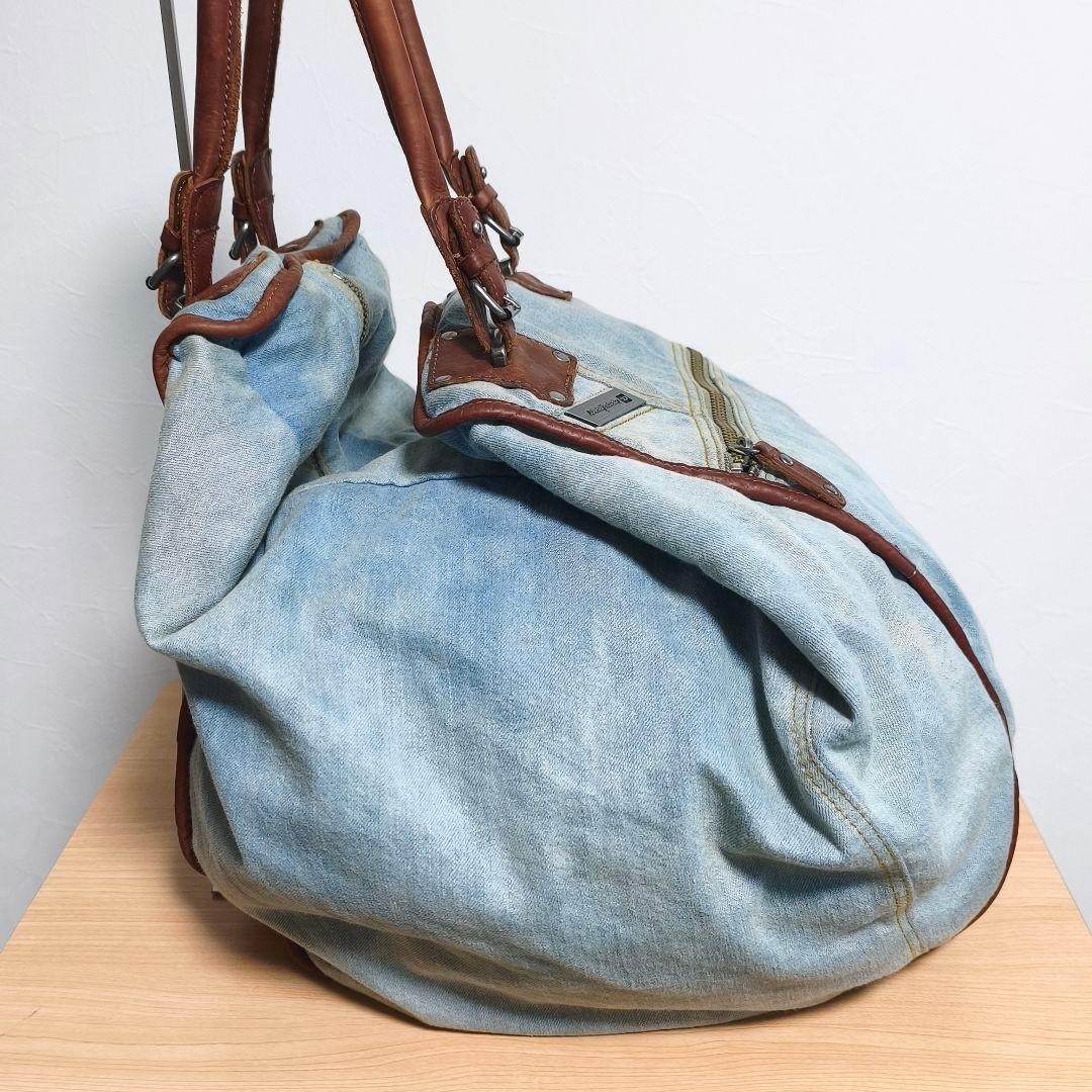 Diesel Y2K Archive Irregular Boston Tote Bag Denim Leather Large