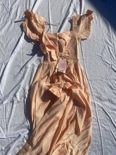 Vintage 80s Princess Romantic Prom Bridesmaid Dress Gown Small Puffy Bows