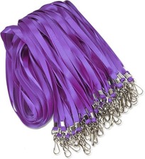 Bulk Purple Lanyards for Id Badges Nylon Neck Flat Lanyard for ID Name Badge 50p