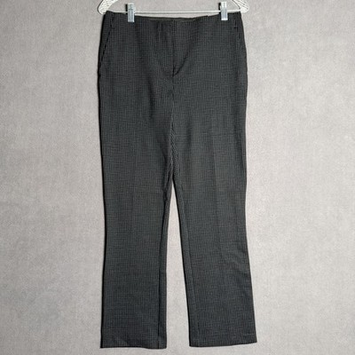 NEW Amanda + Chelsea Pants Women 4 Blk Wht Check Lily Ankle Straight Elastic Wai