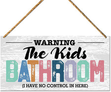 Kid'S Bathroom Wood Sign Decor, Kid'S Bathroom Decoration Toilet Wall Restroom D