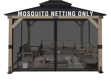 Universal 10X12 Ft Gazebo Mosquito Netting, Replacement 4-Panel Sidewalls with D