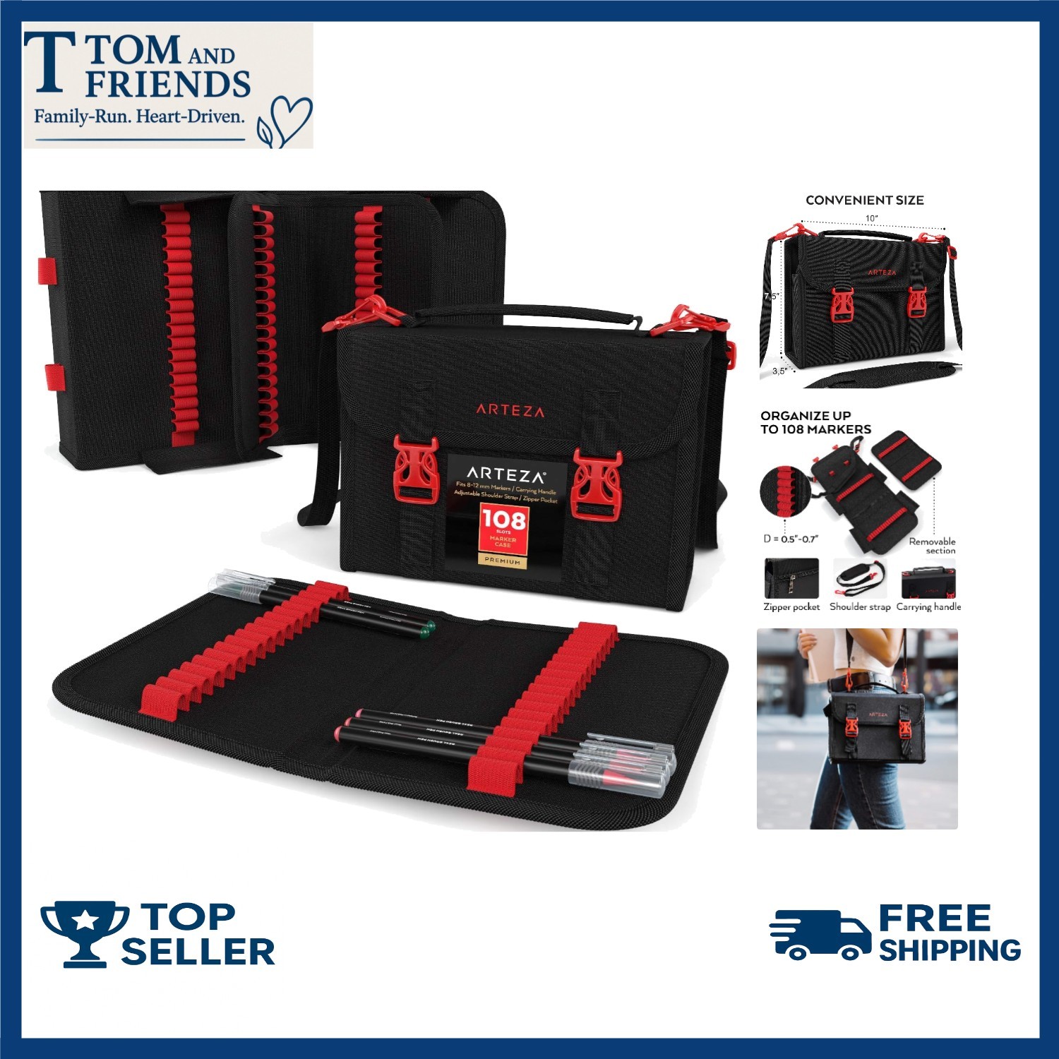 Multicolor Marker Organizer Case &ndash; 108 Slots with Zipper P