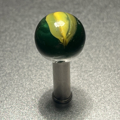 Green Glass Toy Marble with Yellow cats eye Green & Yellow  Glass (Single)