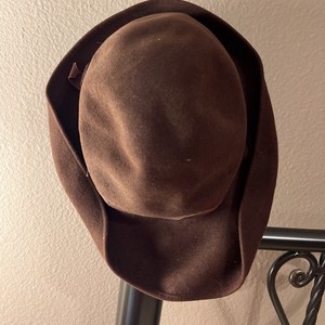 100% Wool Women’s Brown Fedora Soft Felt Hat Brown Ribbon Bow Size 7