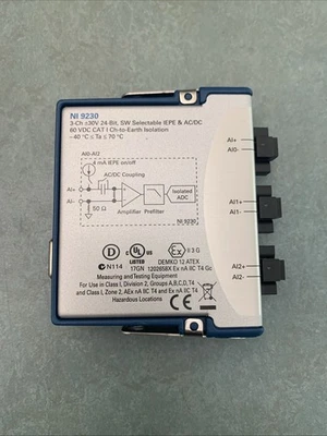 National Instruments NI 9230 3-Channel 30V 24-Bit IEPE & AC/DC Analog Input - Bild 1 von 2