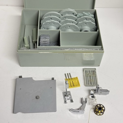 #ad Vtg Sears Kenmore Sewing Machine Buttonholer Attachment Accessories Cams Case $23.96