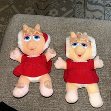 Muppets Jim Henson 2 Baby Miss Piggy Christmas plush 1987